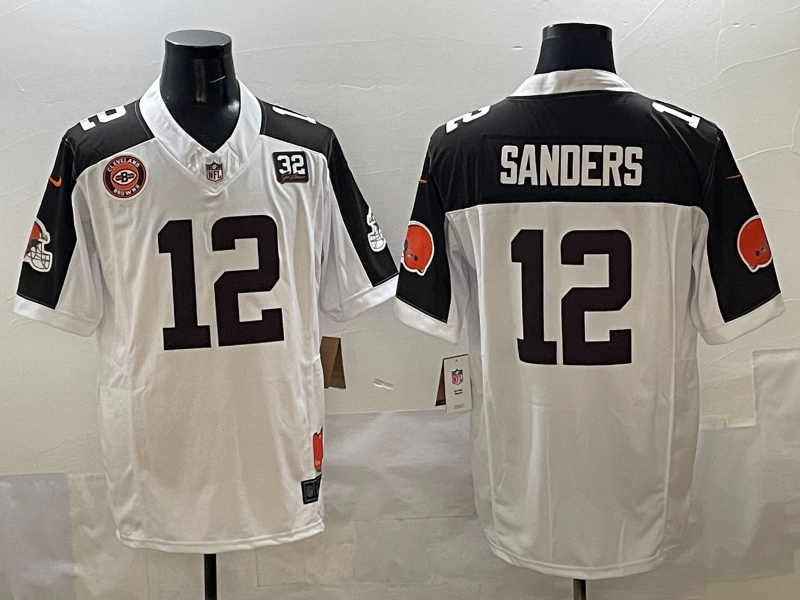 Men Cleveland Browns #12 Sanders white Nike NFL 2025 Jersey 001->cleveland browns->NFL Jersey